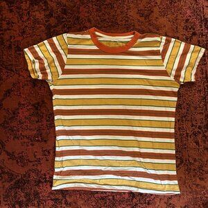 Big Bud Press Orange Striped T Shirt Size Medium